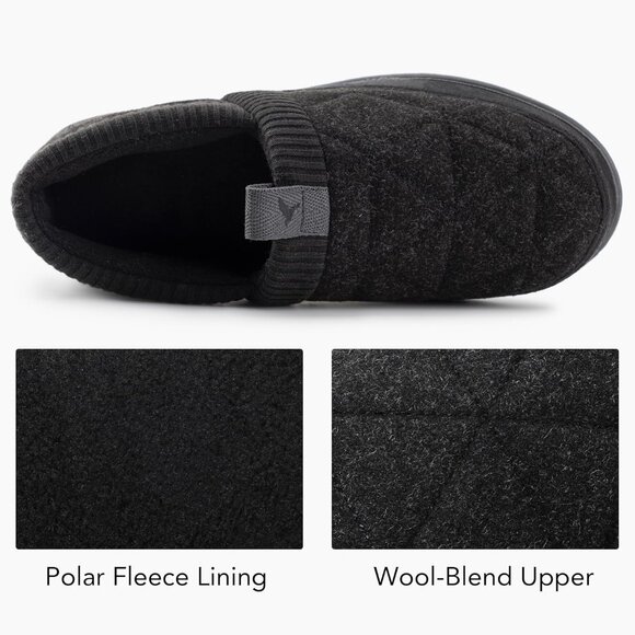 Women's Closed Back Knit Cuff Warm Lining Memory Foam Sole Black Slippers Boot - Picture 3 of 6